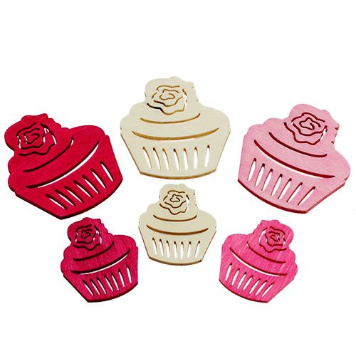 Artículo Decoración de mesa de cupcakes de madera colores pastel muffins decoración de cumpleaños 24 piezas