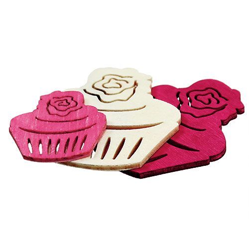 Artículo Decoración de mesa de cupcakes de madera colores pastel muffins decoración de cumpleaños 24 piezas