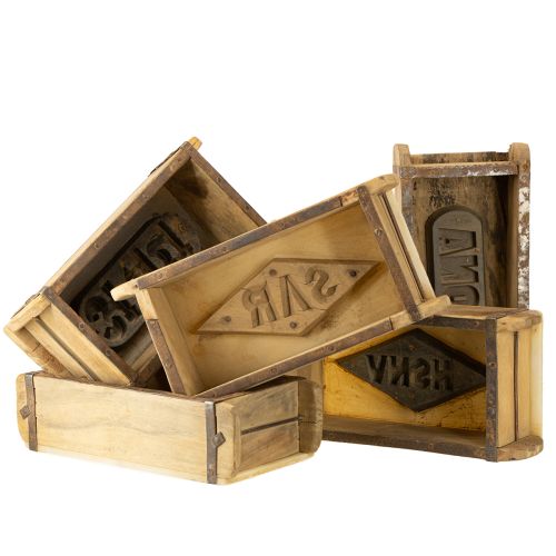 Artículo Decoración de madera vintage forma de ladrillo marrón, óxido 31×14,5cm H9cm