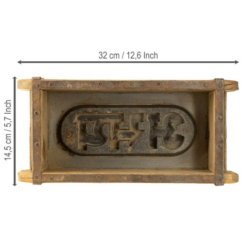 Artículo Decoración de madera vintage forma de ladrillo marrón, óxido 31×14,5cm H9cm