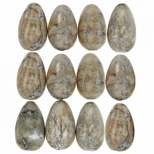 Floristik24 Deco huevo de gallina, huevos de Pascua de madera de mango natural 12 piezas