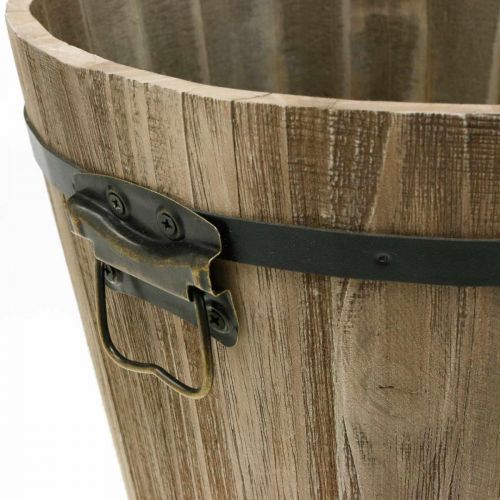 Floristik24 Jardinera madera redonda con asas Maceta Vintage Ø40cm