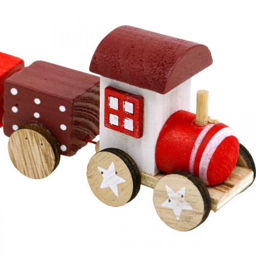 Artículo Decoración de madera para tren de Navidad, color rojo, L20 cm H6 cm, 2 unidades