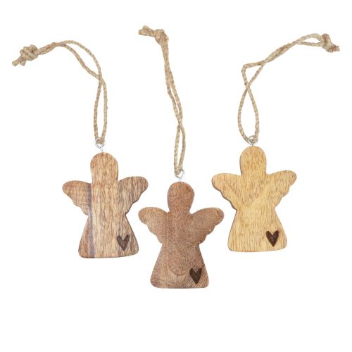 Ángel de madera natural colgador decorativo decoración de ángel 8×1×10cm 6uds