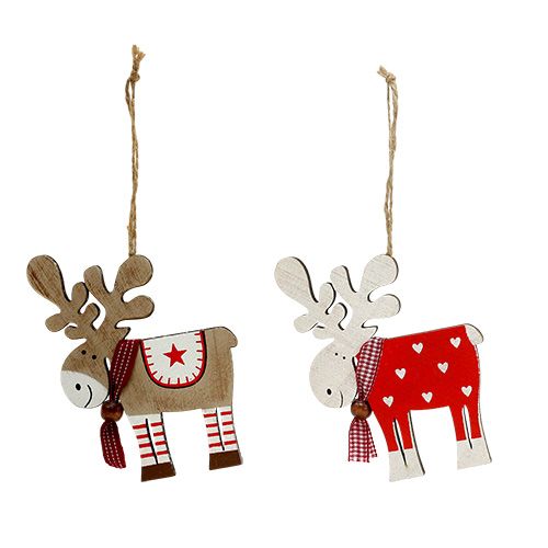 Alce figura de madera para colgar 11cm sort.12St