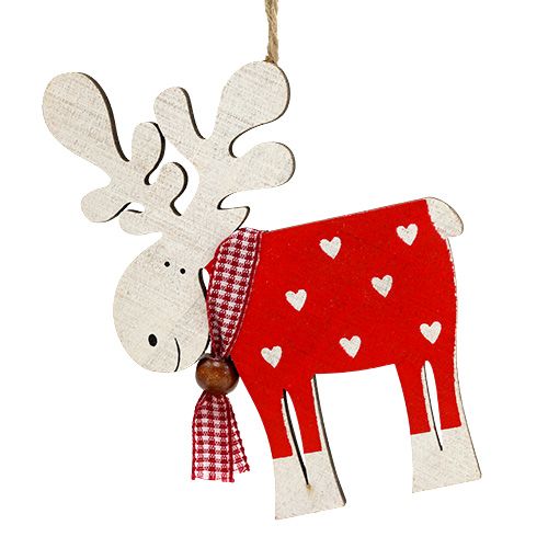 Floristik24 Alce figura de madera para colgar 11cm sort.12St