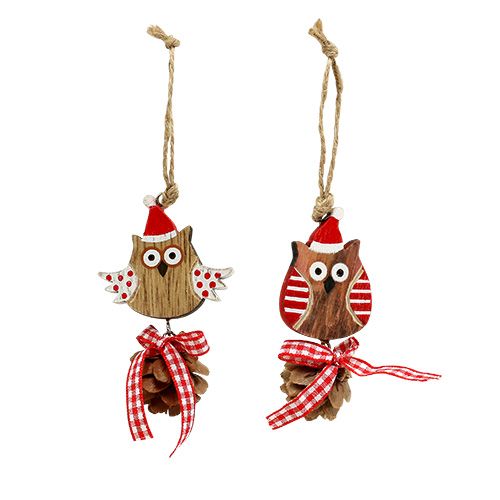 Floristik24 Figura de madera búho con conos 8cm naturaleza 10p