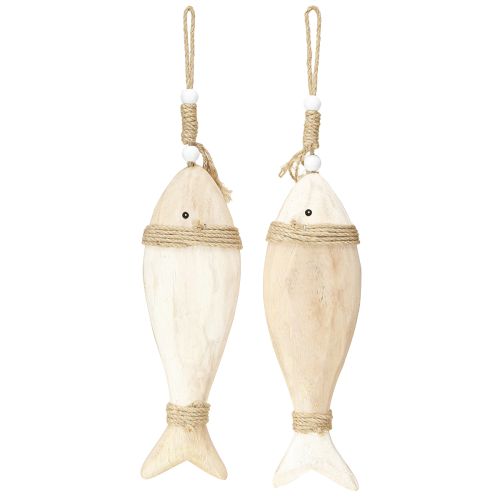 Artículo Decoración de pez de madera colgante marítimo madera de Paulownia 27cm 2uds