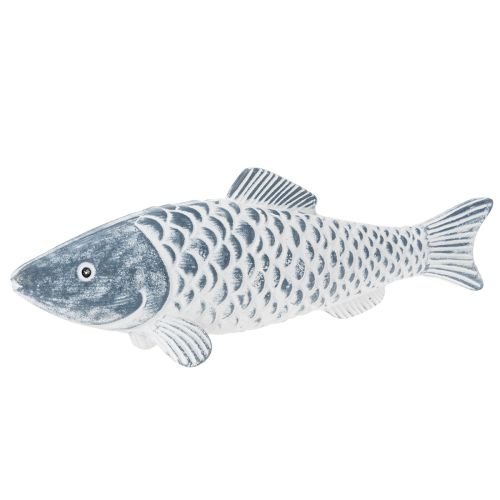 Pez de madera en azul y blanco, decoración de pez, harina de madera, 35 cm, 1 pieza comprar | Floristik24.es