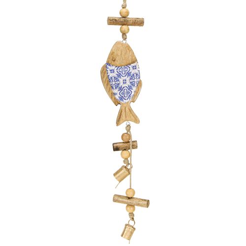 Floristik24 Pez de madera para colgar campana natural azul blanco H46cm