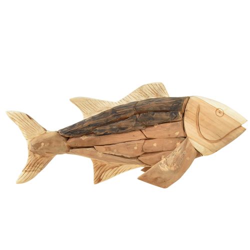 Floristik24 Pez de madera decoración de madera de teca decoración de mesa de pescado madera 63cm