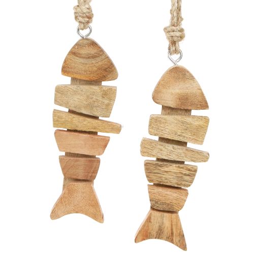 Floristik24 Percha decorativa pez de madera marítimo en natural 16x2x5cm 2ud