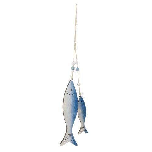 Floristik24 Perchas decorativas de madera con forma de pez, pez azul y blanco, 11,5/20 cm, juego de 2