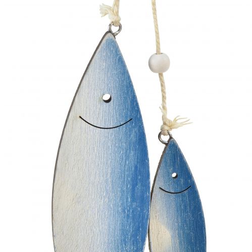 Artículo Perchas decorativas de madera con forma de pez, pez azul y blanco, 11,5/20 cm, juego de 2