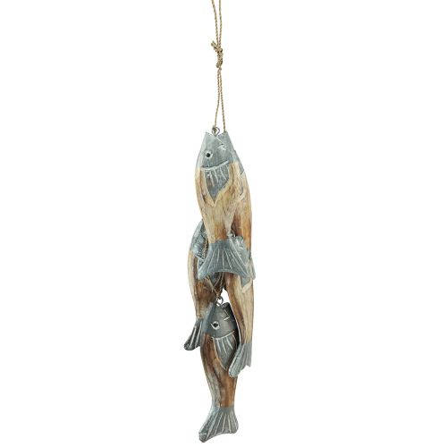 Artículo Percha de madera con 5 peces gris plateado 15cm