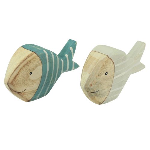 Artículo Decoración de mesa de pescado de madera soporte de pescado madera 15×8cm 2 piezas
