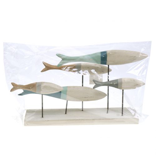 Floristik24 Peces de madera sobre soporte 34cm x 16cm x 7.5cm