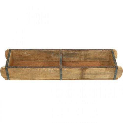 Artículo Macetero de madera con herrajes de metal, forma de ladrillo doble, macetero vintage L57cm