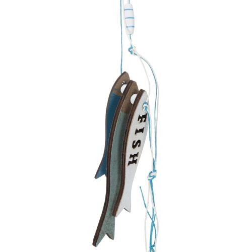 Adornos colgantes de madera con forma de pez, color azul, 36 cm, 4 piezas | Floristik24.es
