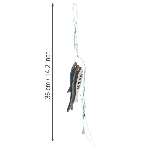 Adornos colgantes de madera con forma de pez, color azul, 36 cm, 4 piezas | Floristik24.es