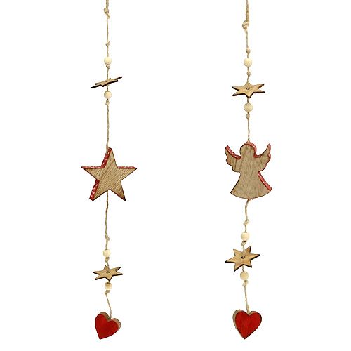 Floristik24 Percha de madera estrella y ángel natural / rojo 48cm 4pcs