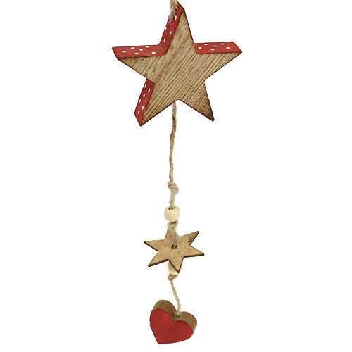 Artículo Percha de madera estrella y ángel natural / rojo 48cm 4pcs