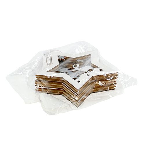 Floristik24 Estrella de madera con motivo Colgante 15cm 3pzs