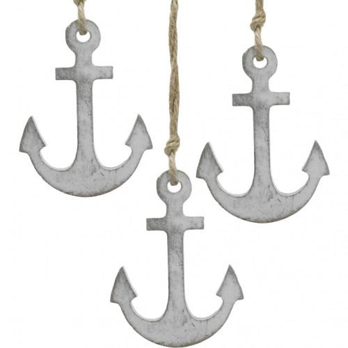Floristik24 Decoración ancla, decoración marítima de verano, decoración colgante madera 12cm 5ud