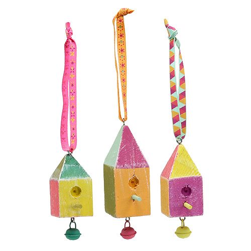 Percha de madera bird house 7x3x3cm color 6pcs | Floristik24.es