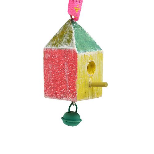 Percha de madera bird house 7x3x3cm color 6pcs | Floristik24.es