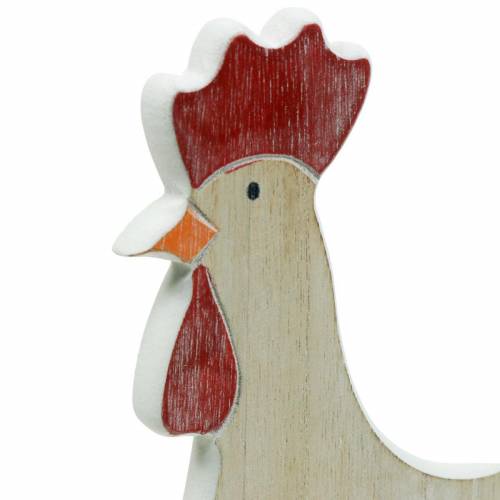 Floristik24 Gallo de madera con canasta, decoración de Pascua, figura de madera para plantar, decoración de primavera, pollo decorativo