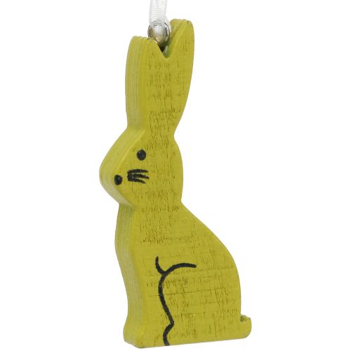 Floristik24 Conejito de madera para colgar verde, blanco 2,5cm x 6,5cm 10pcs