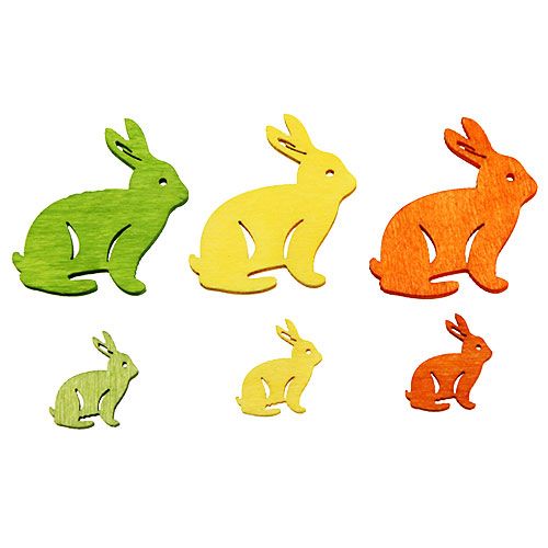 Artículo Conejo de madera 2cm - 4cm colorido surtido 96 piezas