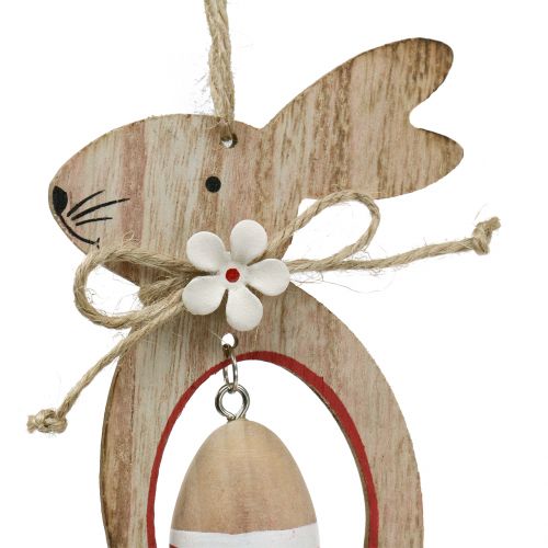 Floristik24 Conejitos de Pascua de madera para colgar con huevos de Pascua 12cm - 14,5cm 4pcs