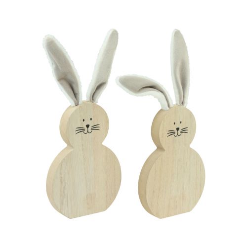 Artículo Conejito de madera con orejas móviles marrón blanco 11,5×27cm 2 uds