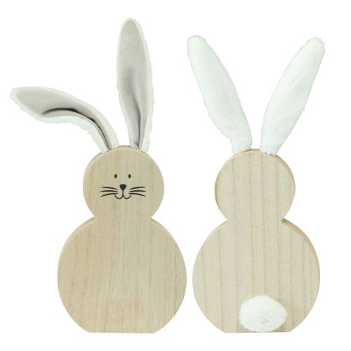 Artículo Conejito de madera con orejas móviles marrón blanco 11,5×27cm 2 uds