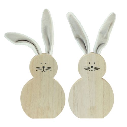 Artículo Conejito de madera con orejas móviles marrón blanco 11,5×27cm 2 uds