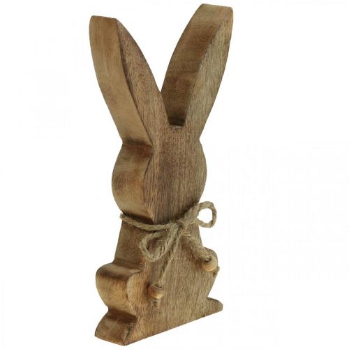 Artículo Conejito de Pascua de madera, decoración primaveral, madera de mango color natural Al. 30 cm