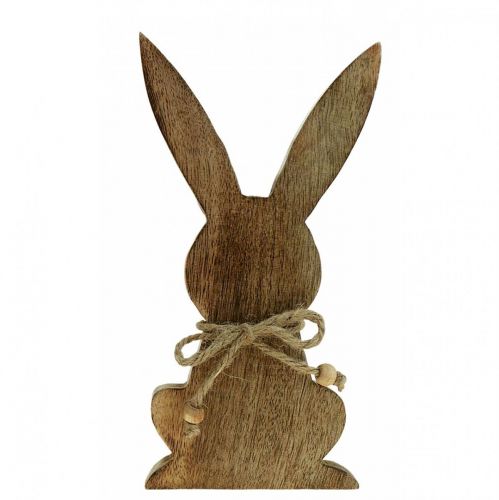 Artículo Conejito de Pascua de madera, decoración primaveral, madera de mango color natural Al. 30 cm