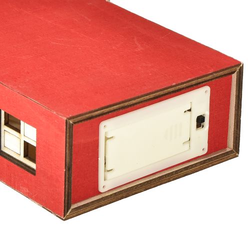 Artículo Decoración de casa de madera, luz de casa de madera roja y blanca para batería H19.5cm