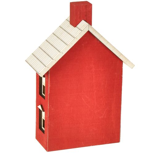 Artículo Decoración de casa de madera, luz de casa de madera roja y blanca para batería H19.5cm