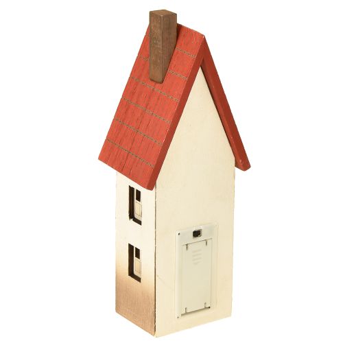 Artículo Faro de madera para decoración de casas, color rojo natural, para pilas, 8,5 x 6,5 x 22 cm