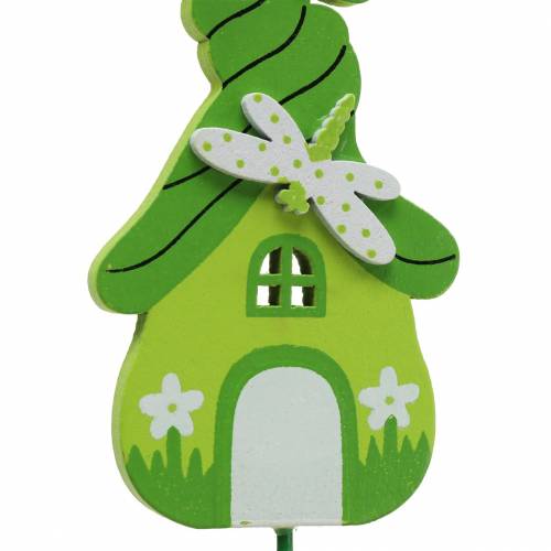 Floristik24 Tapones de flores casa gnomo con palo colores surtidos 5×9cm 16uds