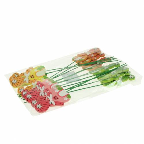 Floristik24 Tapones de flores casa gnomo con palo colores surtidos 5×9cm 16uds