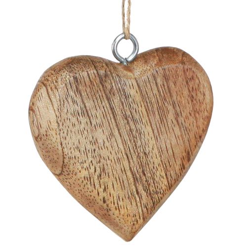 Artículo Corazón decorativo de madera para colgar natural 7cm 12uds