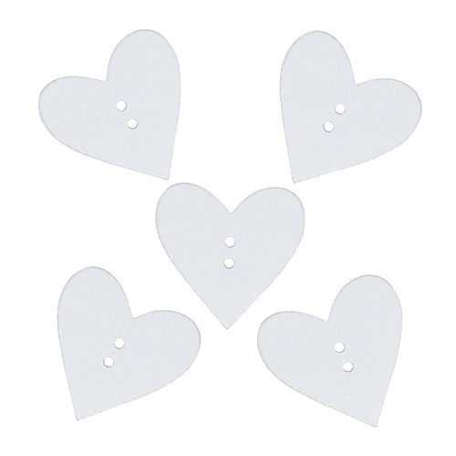 Floristik24 Botones de corazón de madera 2,5 cm blanco 48 piezas