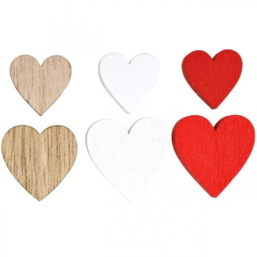 Corazón de madera decoración de dispersión corazones de boda madera 2,5/2/1,5 cm 48 piezas