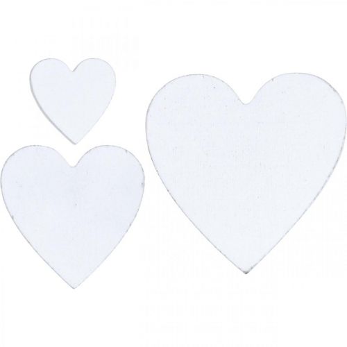 Floristik24 Corazón de madera scatter decoración boda corazones blanco 3/5/7cm 50p