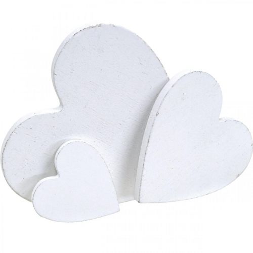 Floristik24 Corazón de madera scatter decoración boda corazones blanco 3/5/7cm 50p