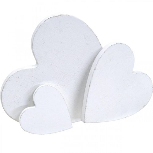 Artículo Corazón de madera scatter decoración boda corazones blanco 3/5/7cm 50p